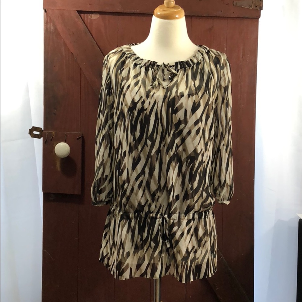 Blouse top shirt earth tones size M  Brown A